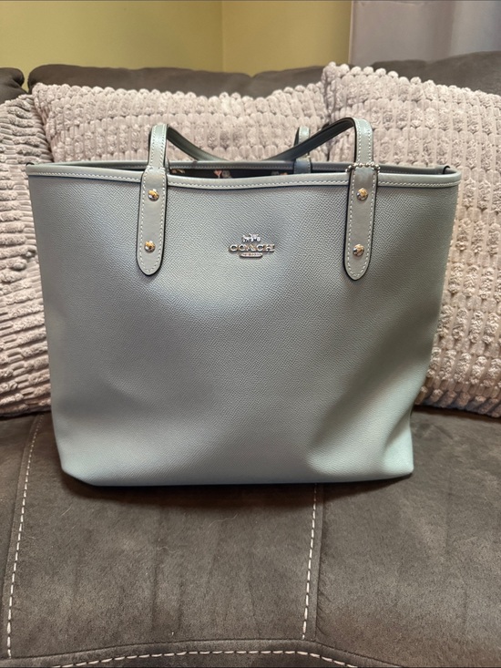Coach Handbags - Coach Pebbled Leather Tote in Light Blue